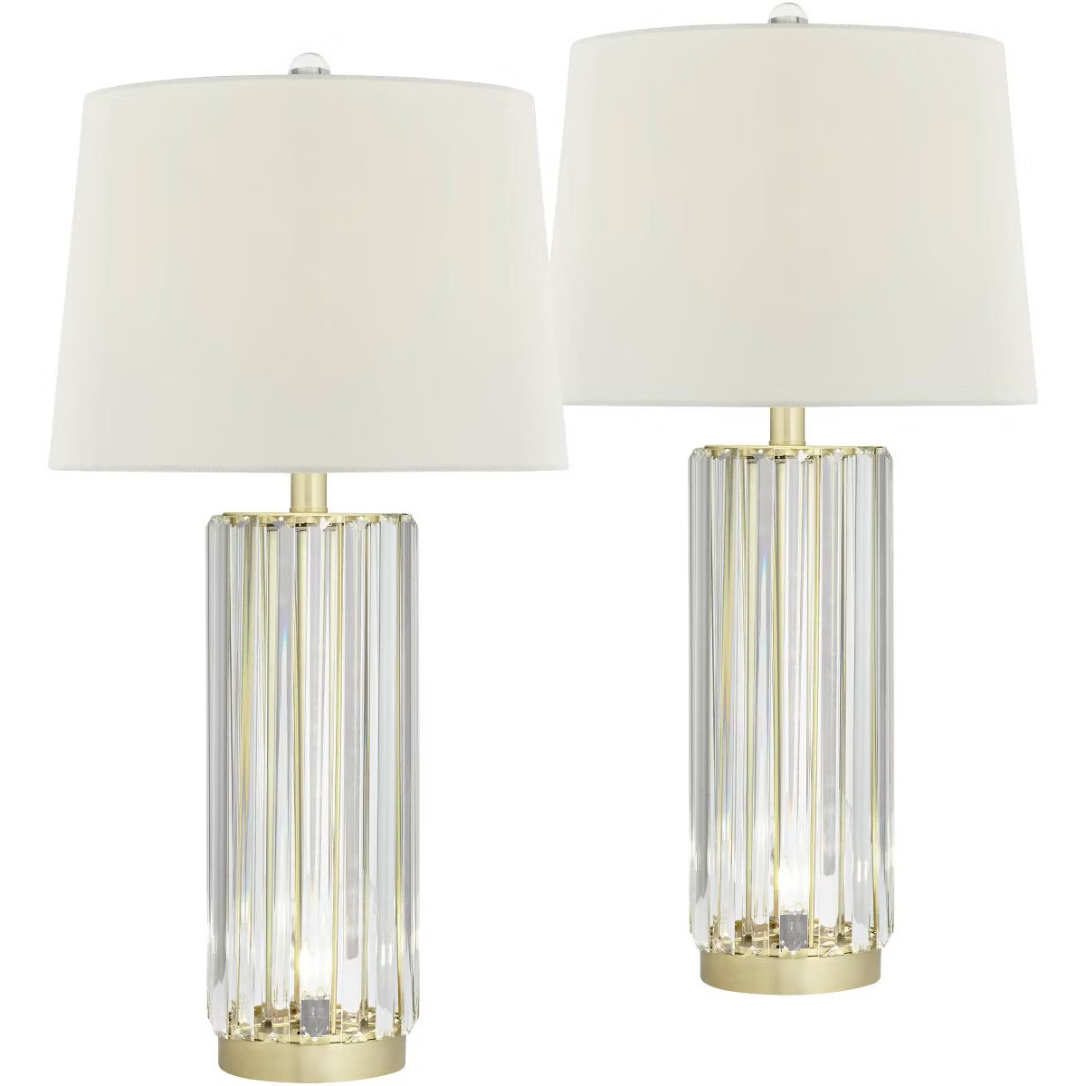 Regency Hill Rivera 27 3/4" Tall Traditional Table Lamps Set of 2 LED Night Lights Clear Gold Gla... | Target