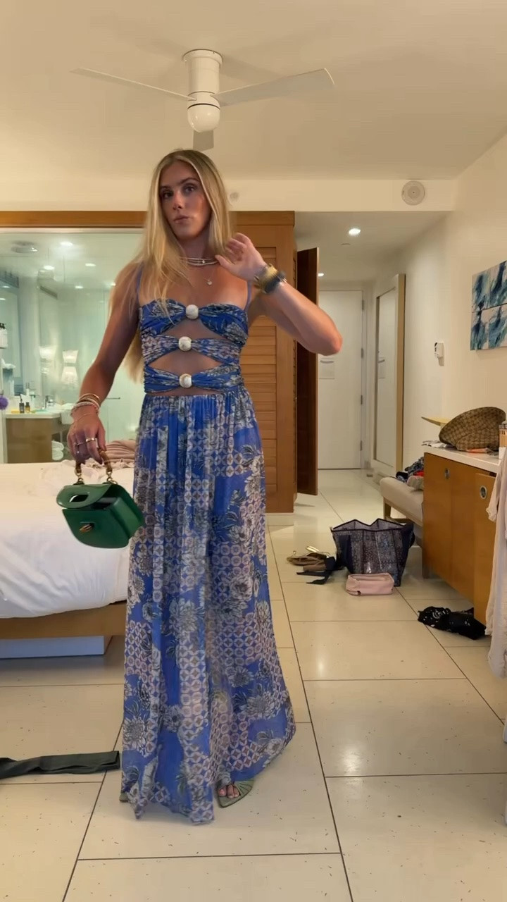 My last dress of the trip! This is from Agua Bendita size xs Meeg Dress in Blue. My necklaces are all @electricpicks  my shoes are from amazon they are YSL look for less and I wore my green Gucci bamboo purse. @aguabendita @Revolve 

this is a favorite dress of mine the fabric is insane it’s almost like a swimsuit material so it’s very lightweight and it has a built in bodysuit too 😚 the colorway too is amazing

#bahamasoutfits #vacationoutfits #outfitofthenight #cutoutdress #whatiwore @Agua Bendita @Revolve @Amazon Fashion @Electric Picks Jewelry

#LTKootd #LTKTravel #LTKdayinmylife