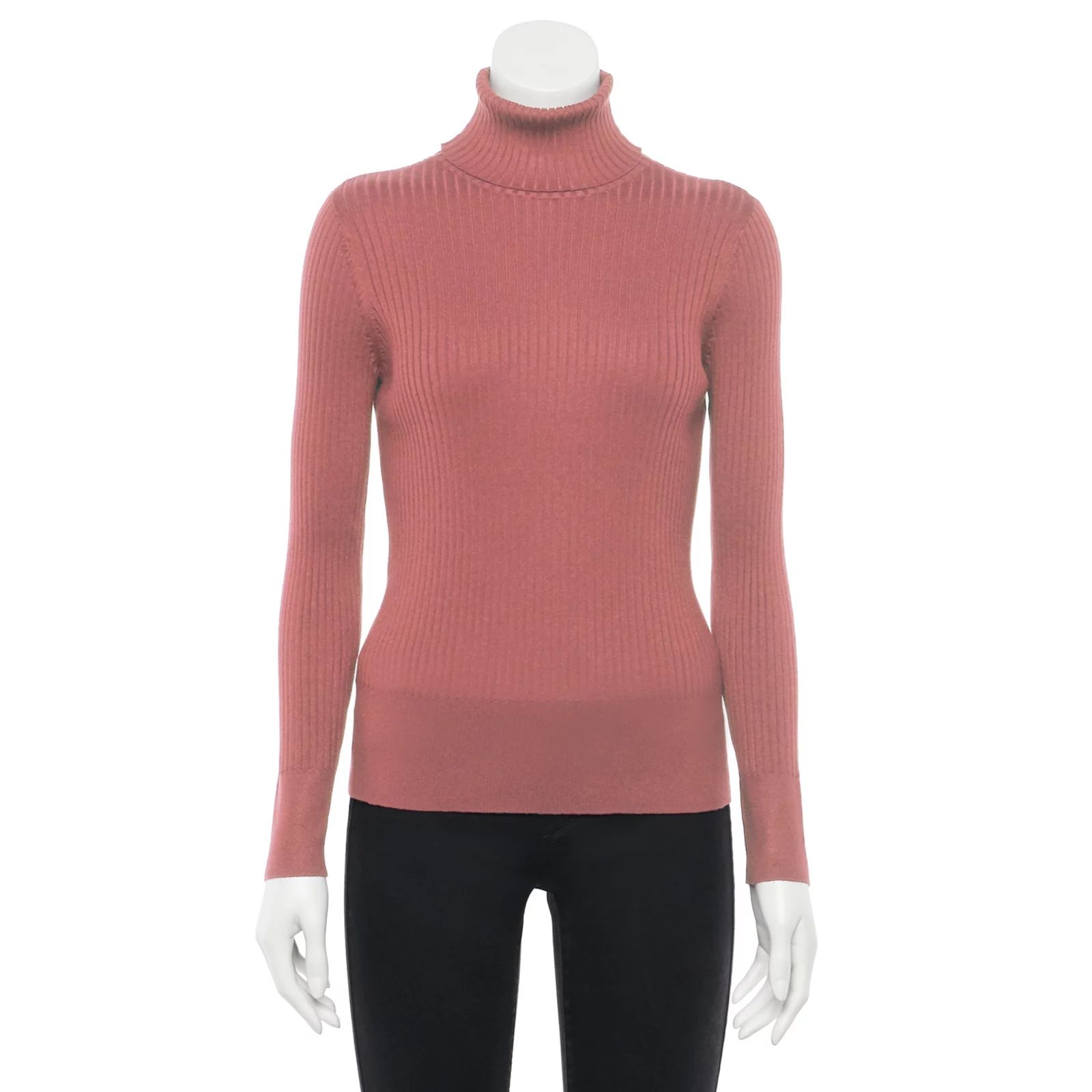 Women's Apt. 9 Wide Rib Turtleneck Sweater, Size: Small, Light Pink | Kohl's