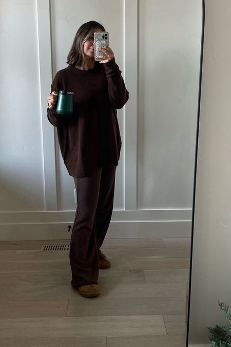 haven’t left the house in 3 days but I’m staying cozy — chocolate brown is the new black 

wearing size small in these pants and a size small in the sweater but could even do an xs! 

Love my simply modern coffee mug too! They have so many other options and more budget friendly than Stanley!

#LTKHoliday #LTKSeasonal #LTKCyberWeek