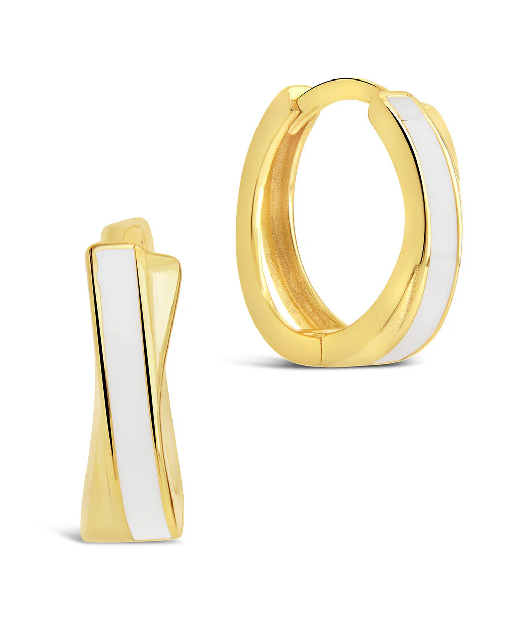 Sterling Silver Mother Of Pearl Huggie Hoop Earrings | Sterling Forever