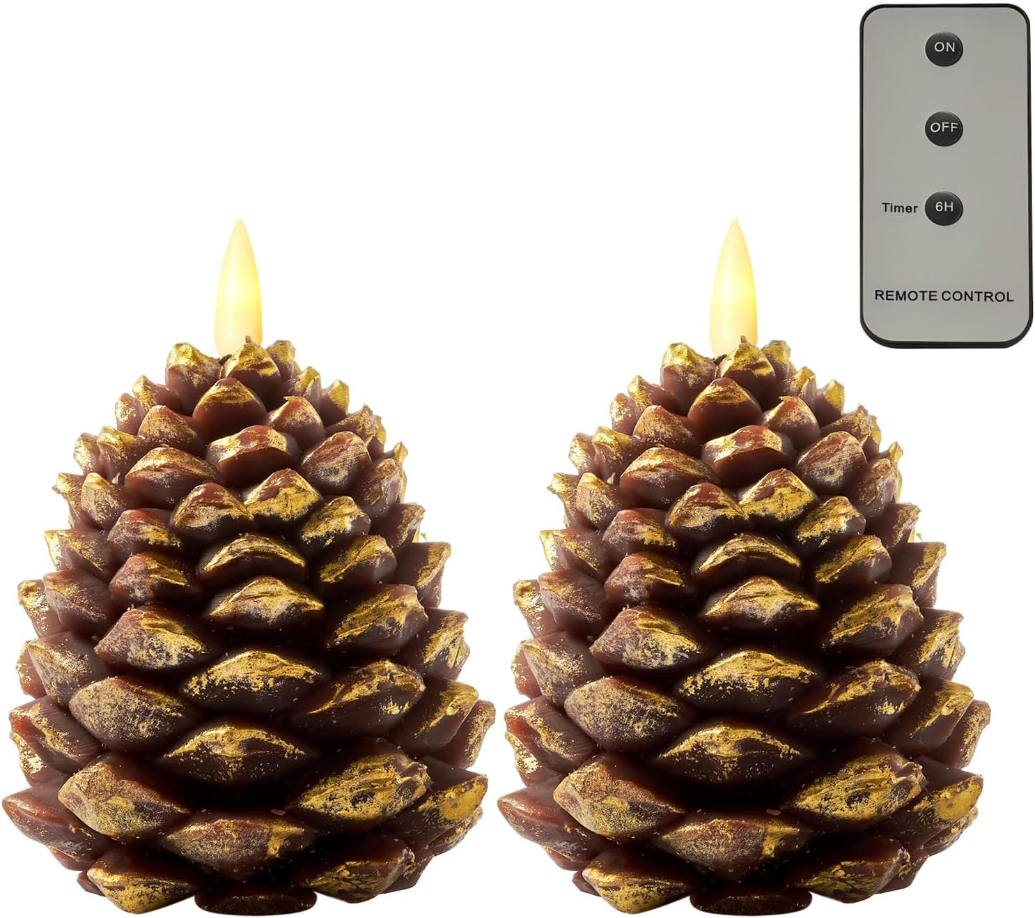 DN DECONATION Flameless Pinecone Candles for Christmas Table Decor, Led Pine Cone Candle with Rem... | Amazon (US)