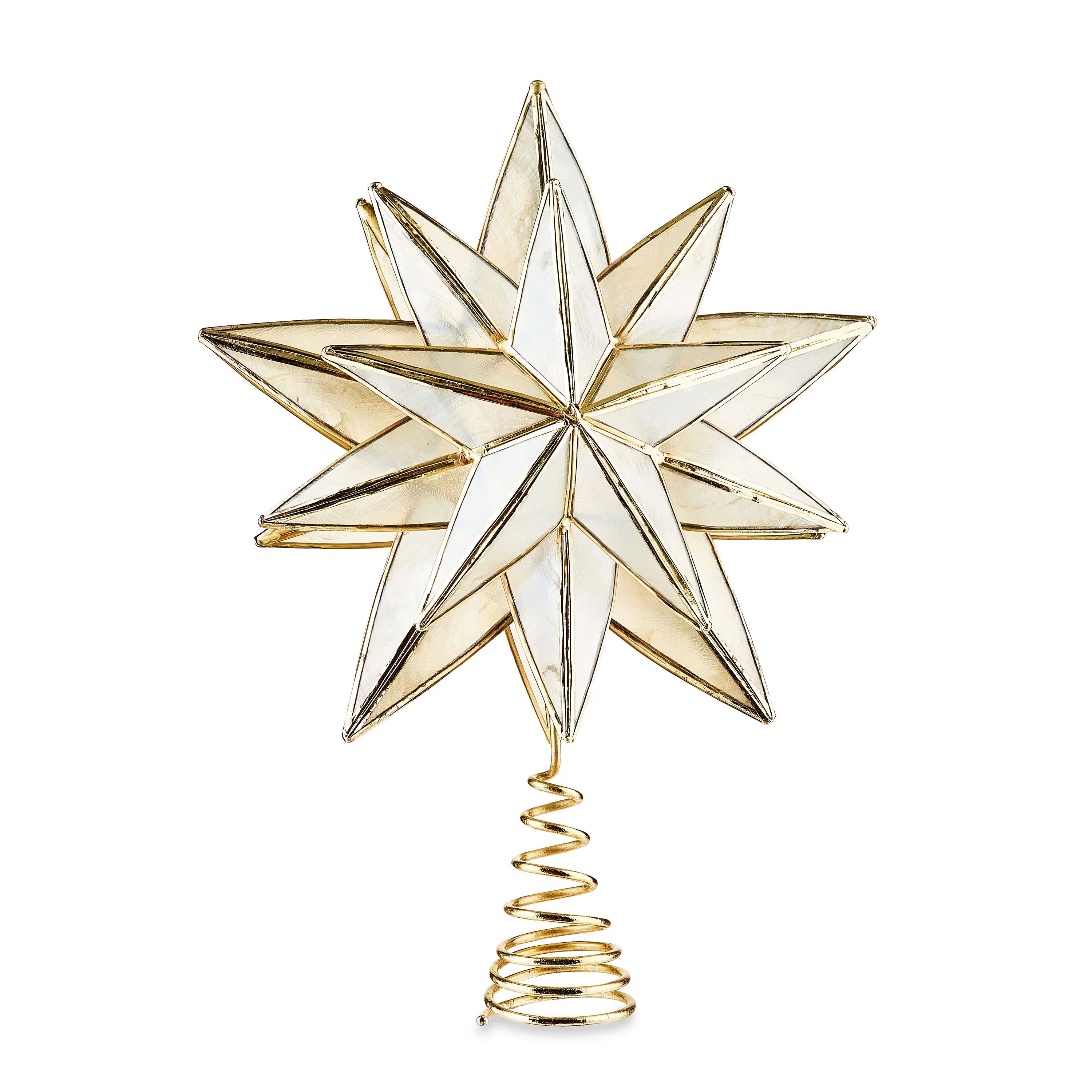 Gold Capiz Star Christmas Tree Topper, 10 in, 0.77 lb, by Holiday Time - Walmart.com | Walmart (US)