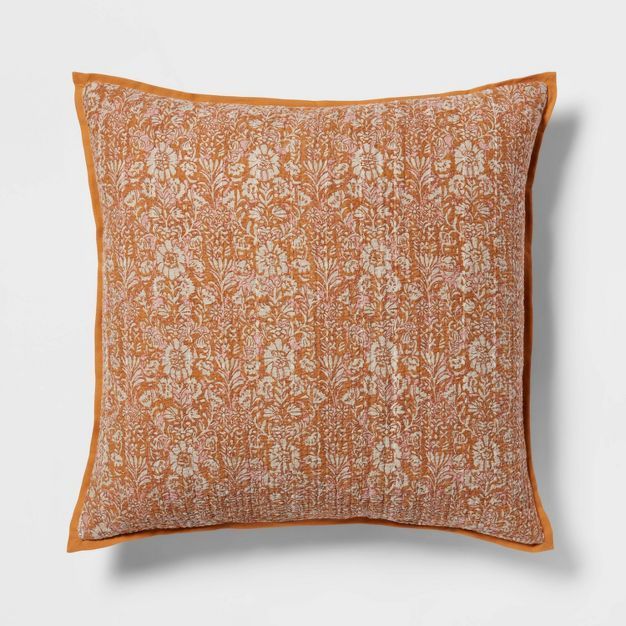 Euro Floral Printed Decorative Throw Pillow Dark Gold - Threshold™ | Target