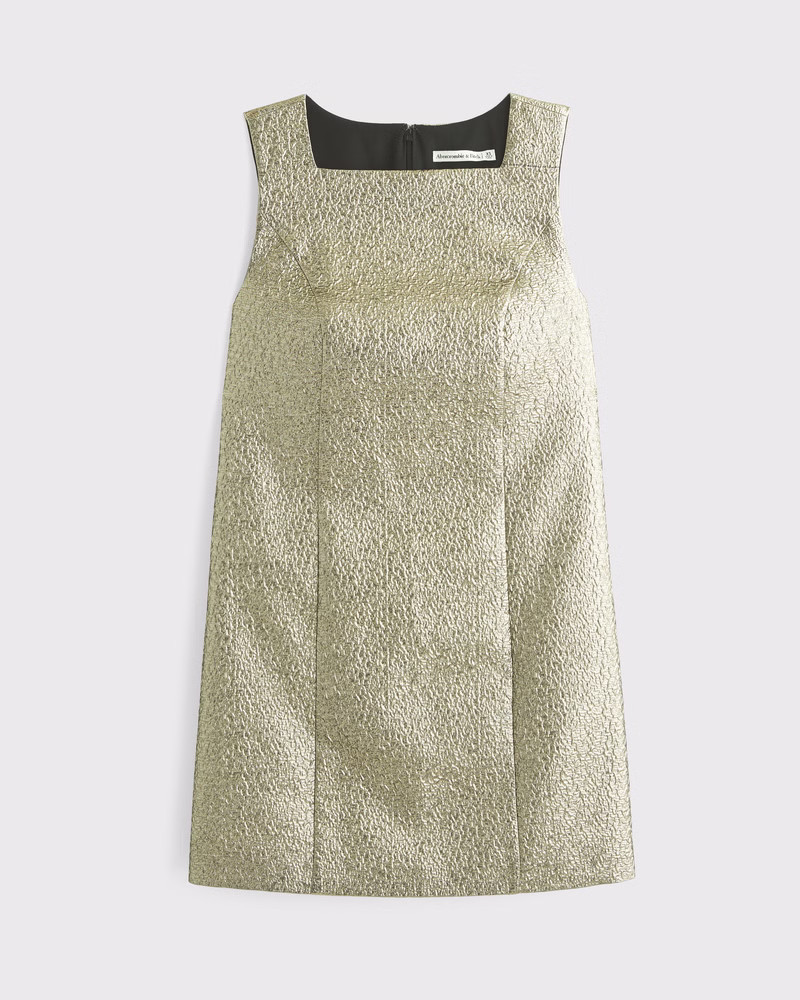 Abercrombie & Fitch Women's Metallic High-Neck Shift Mini Dress in Gold Metallic - Size XXS | Abercrombie & Fitch (US)