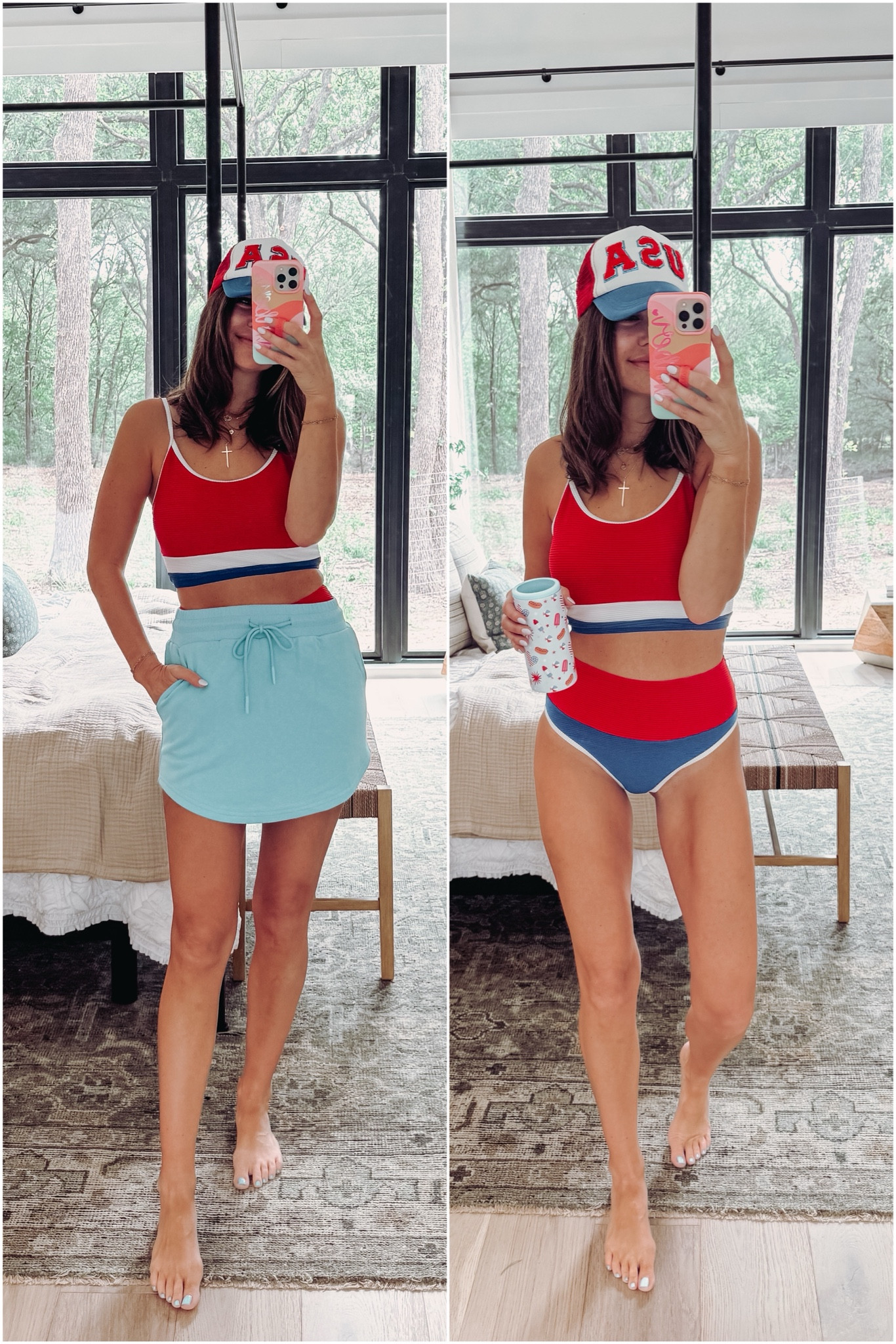 pink lily OH MY STARS collection is live!! size small in this skirt and size small in the swim. the USA trucker hat is the perfect addition! code: AMBER20 for 20% off! 

#LTKFamily #LTKSwim #LTKSeasonal