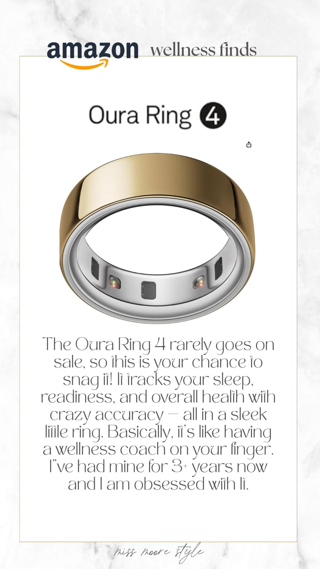 The Oura Ring is like having a tiny wellness coach on your finger — it tracks your sleep, recovery, and overall health with crazy accuracy. Rarely on sale, so Prime Day is the perfect time to snag it and level up your health game. #ouraring #healthtech #sleeptracker #wellnessessentials #primedaydeals 

#LTKSaleAlert