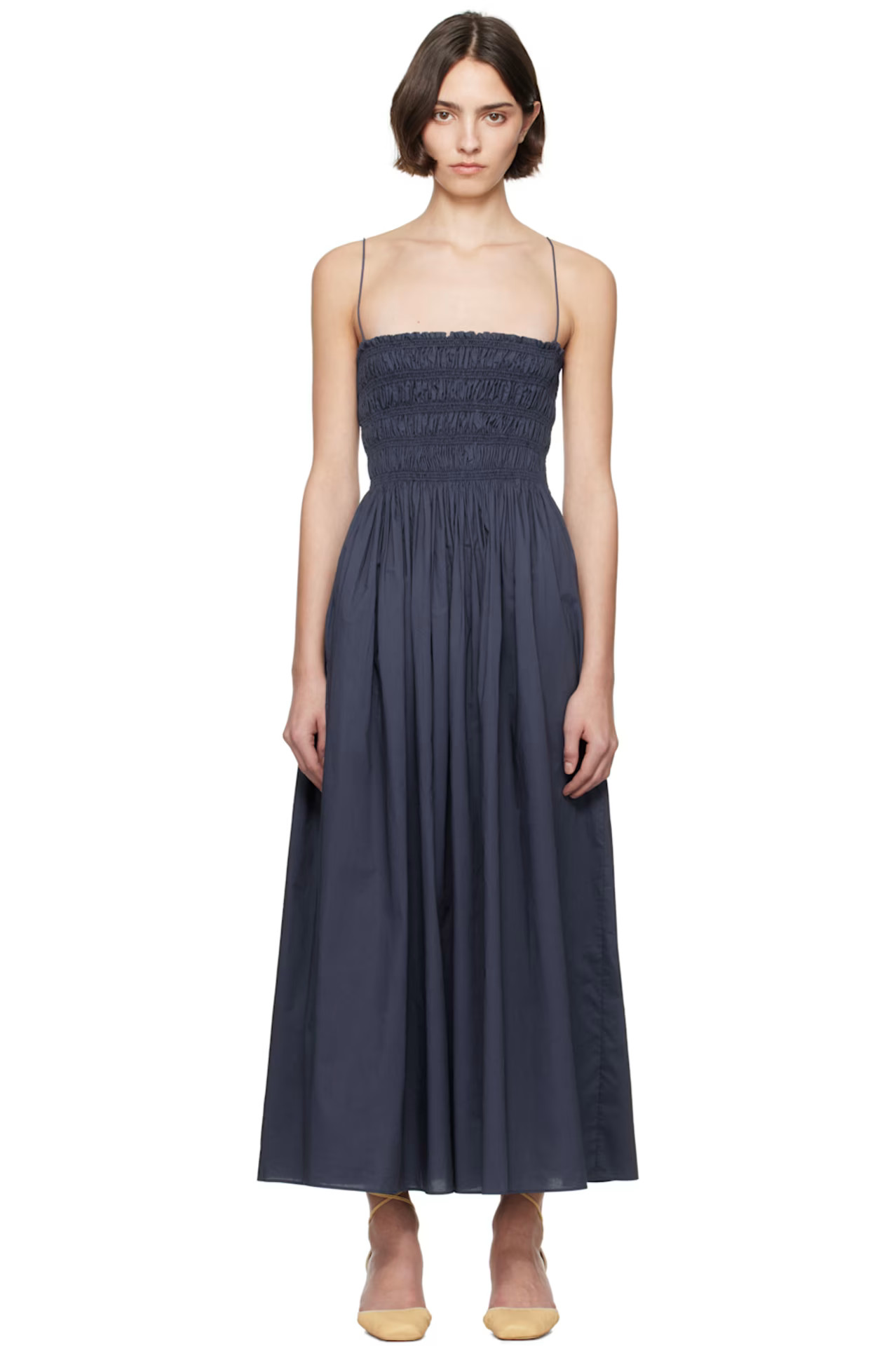 Matteau - Navy Shirred Bodice Maxi Dress | SSENSE