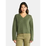 Time and Tru Women's Ribbed V Neck Sweater, Lightweight, Sizes XS-XXXL | Walmart (US)