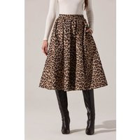 ASTR the Label | Andolina Pleated Leopard Midi Skirt in Leopard print | Size M | ASTR The Label (US)
