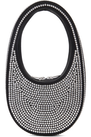 Black Mini Crystal-Embellished Swipe Bag | SSENSE