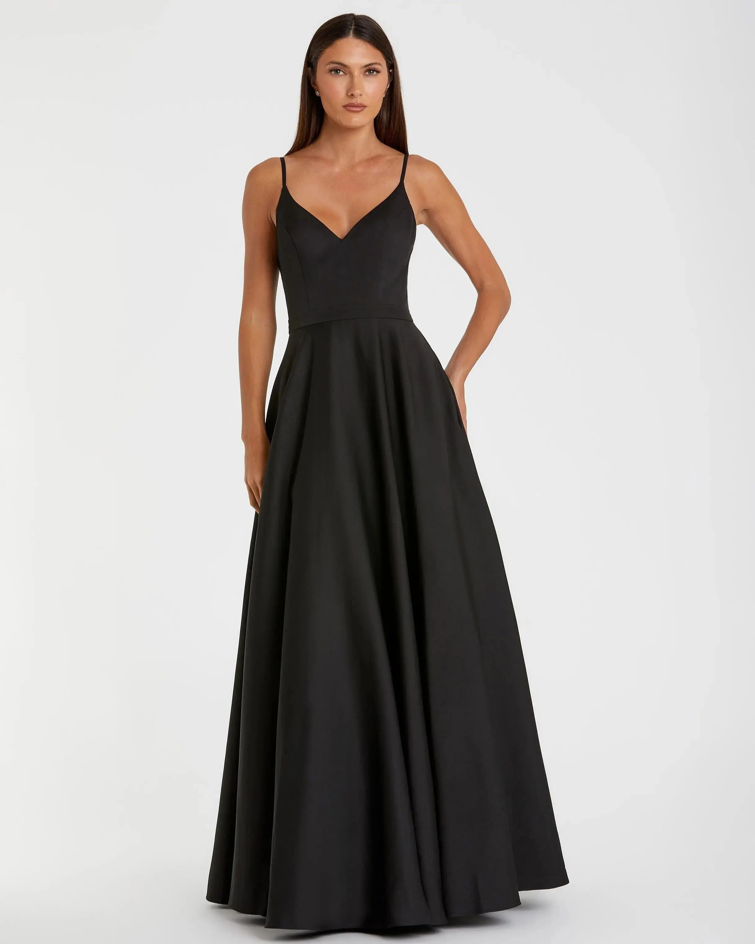 Black Classic A-Line V-Neck Ball Gown | Mac Duggal | Mac Duggal