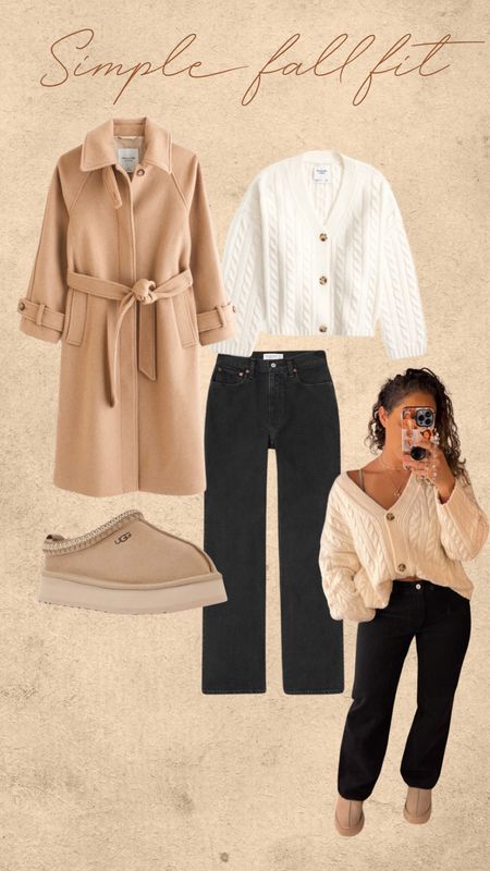 Simple fall outfit // black straight leg jeans // cardigan // tazz uggs// long coat 

#LTKshoecrush #LTKSeasonal #LTKstyletip