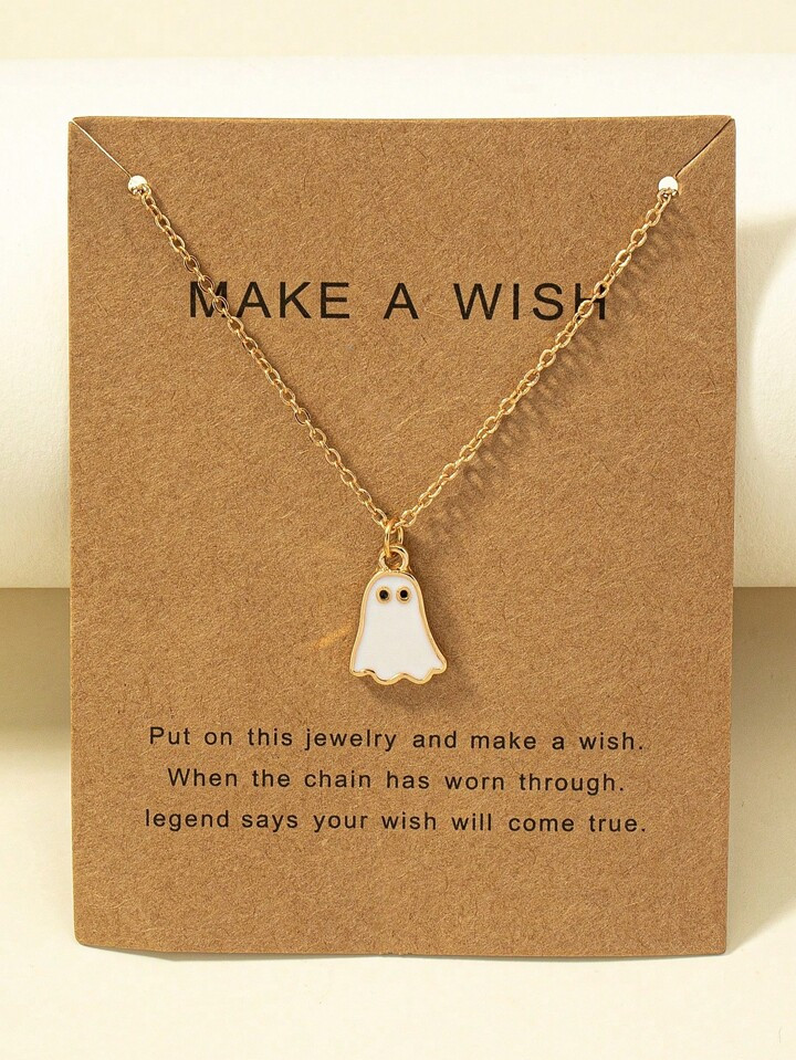 1pair Halloween Fashion Ghost Pendant Necklace | SHEIN USA | SHEIN