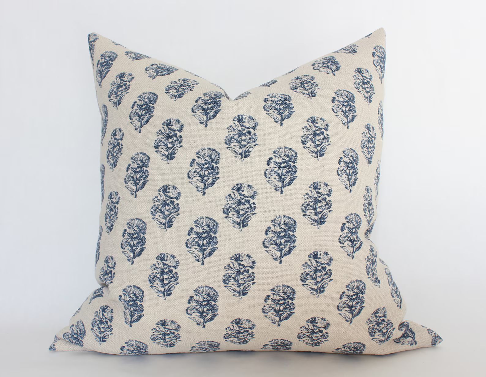 Navy Blue Floral Pillow,  Indigo Floral Print Pillow, Cream Blue Throw Pillows, Designer Pillow C... | Etsy (US)