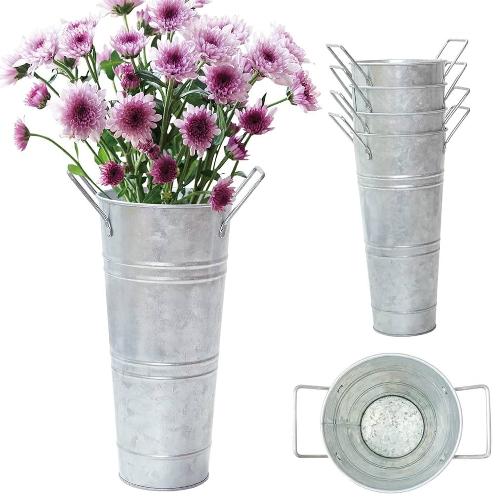 Notakia Galvanized Metal Vases Farmhouse French Flower Bucket Vases for Cut Flowers for Home Deco... | Amazon (US)