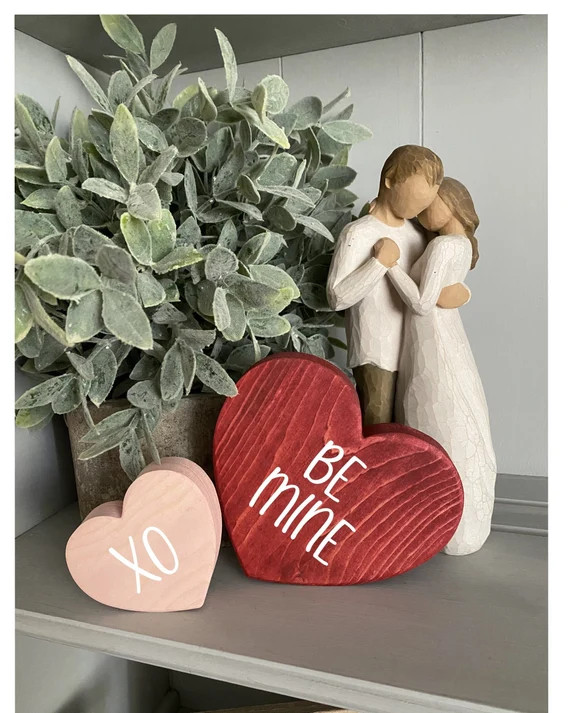 Wooden Hearts// Free Standing // Tiered Tray Decor  // Happy Valentines Day // Valentines Day Dec... | Etsy (US)