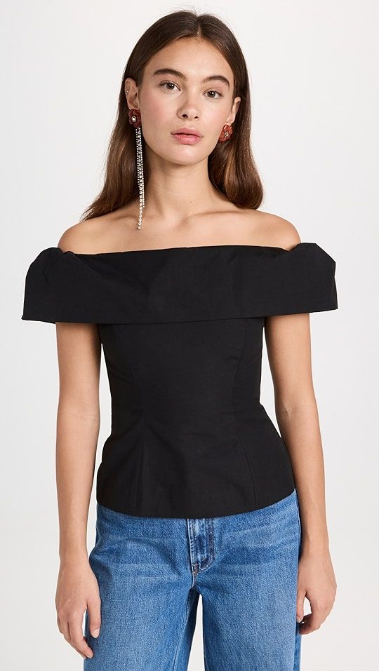 Molly Goddard Polycotton Off Shoulder Fitted Top | SHOPBOP | Shopbop