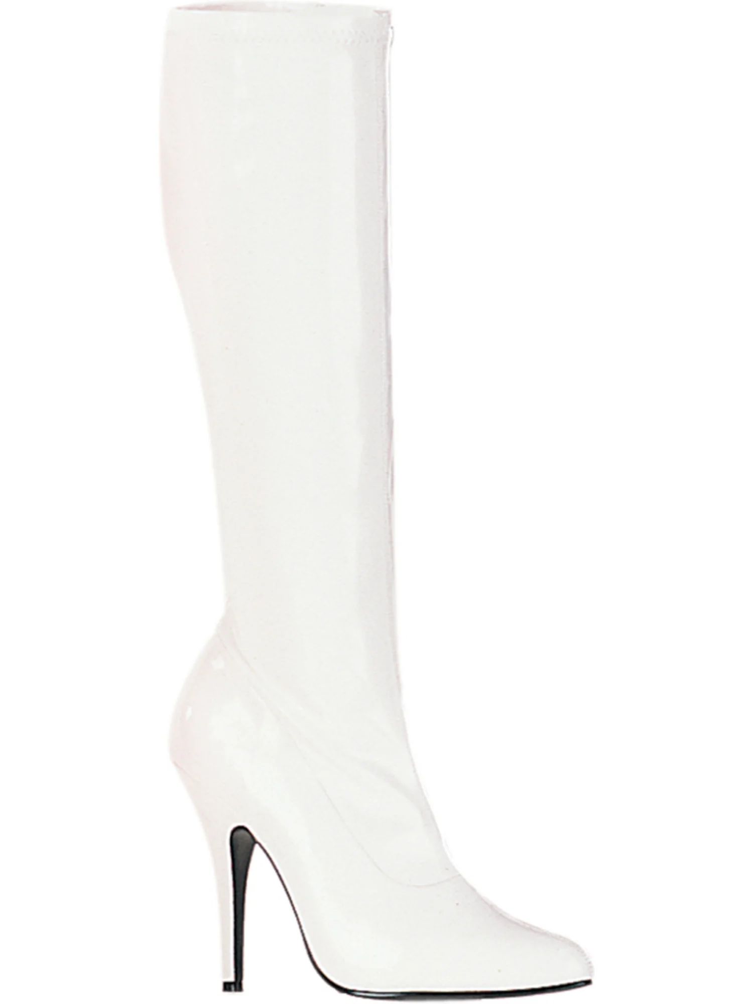 5 Inch Sexy Knee High Boot High Heeled Boot With Side Zip Stretch Patent White | Walmart (US)