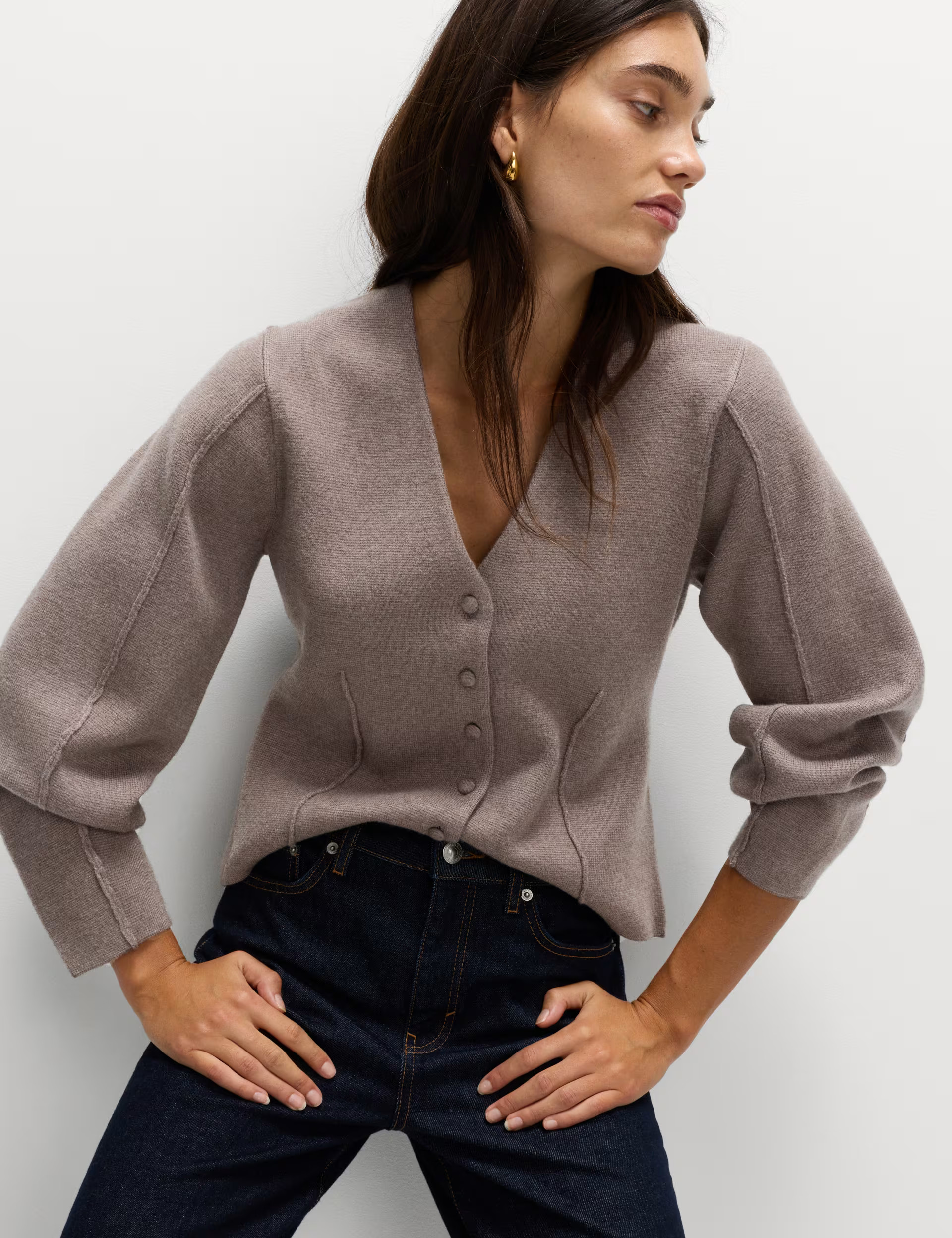 V-Neck Waisted Slim Fit Cardigan | Marks & Spencer (UK)