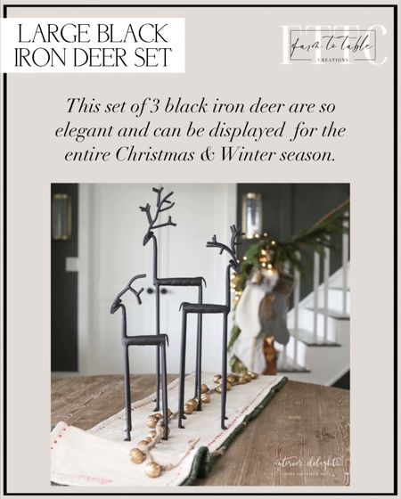 Large Black Iron Deer Set. Follow @farmtotablecreations on Instagram for more inspiration. Iron Deer. Deer Statues. Deer Figurine. Christmas Decor. Pottery Barn Bronzed Deer. 

#LTKHoliday 

#LTKhome #LTKstyletip