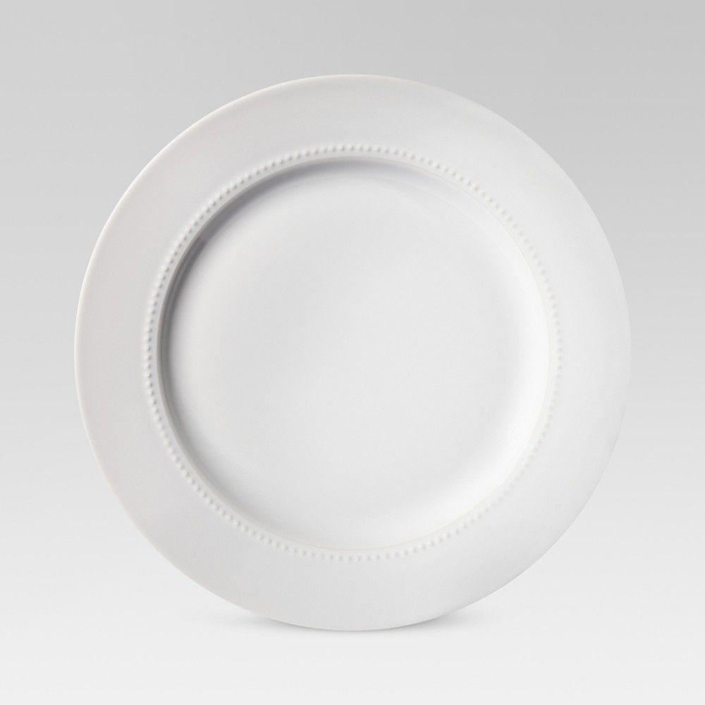 11"" Porcelain Beaded Rim Dinner Plate White - Threshold | Target