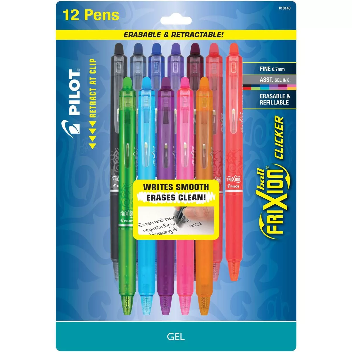 Pilot 5pk FriXion Synergy Clicker Erasable Gel Pens Extra Fine Point 0.5mm  Black Ink