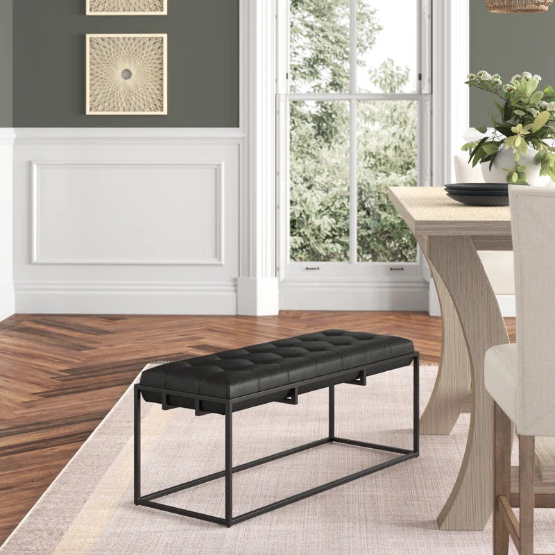 Marjorie Sato Genuine Leather Upholstered Bench | Wayfair North America