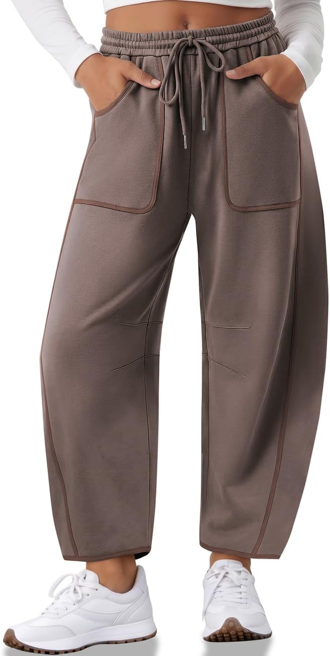 TARSE Womens Barrel Sweatpants Wide Leg Contrast Piping Loose Lounge Pants | Amazon (US)