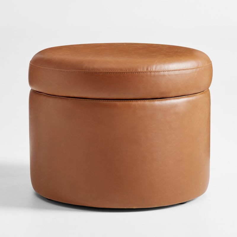 Wally Nursery Storage Nursery Ottoman Tan Vegan Leather + Reviews | Crate & Kids | Crate & Barrel