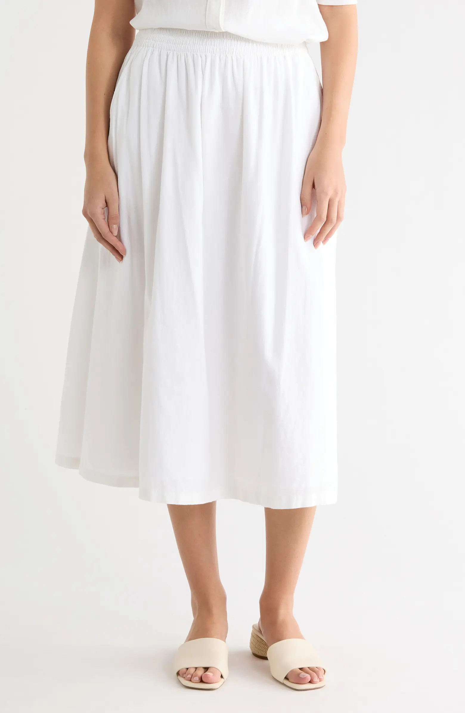 Yarn Dye Linen Blend Midi Skirt | Nordstrom Rack