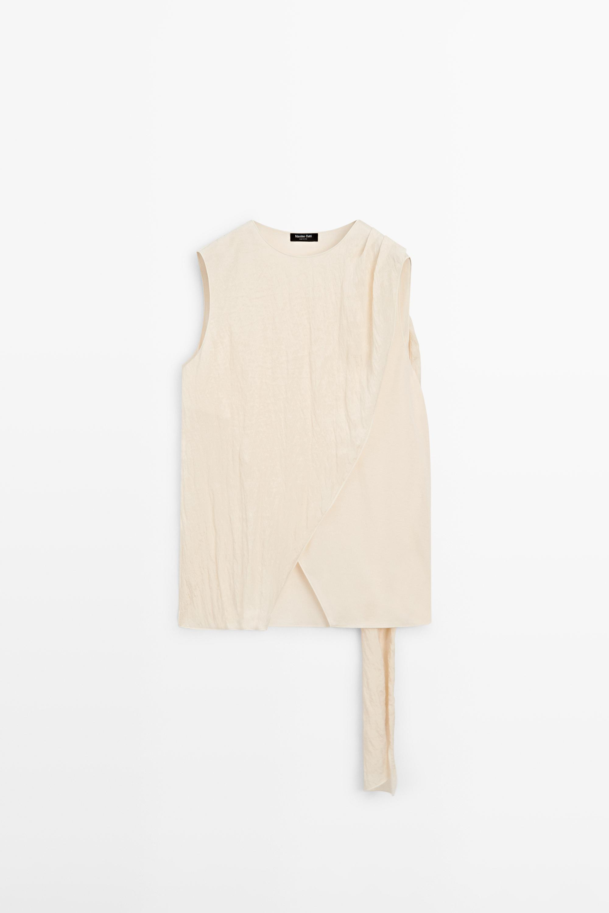 Crossover top with shoulder scarf detail | Massimo Dutti UK