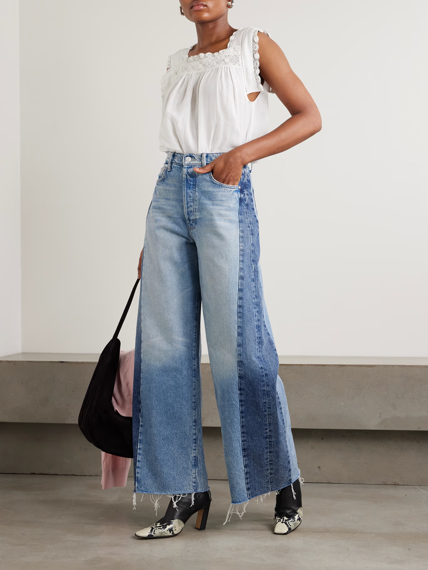 The Pipe Dream Button Sneak Fray distressed high-rise wide-leg jeans | NET-A-PORTER (US)