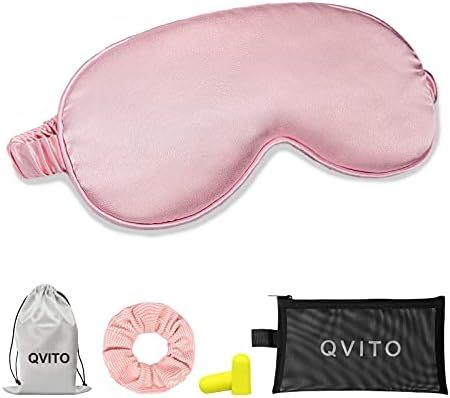 QVITO Silk Sleep Mask Comfortable Eye Mask for Sleeping Blackout Eye Covers with Travel Makeup Po... | Amazon (US)