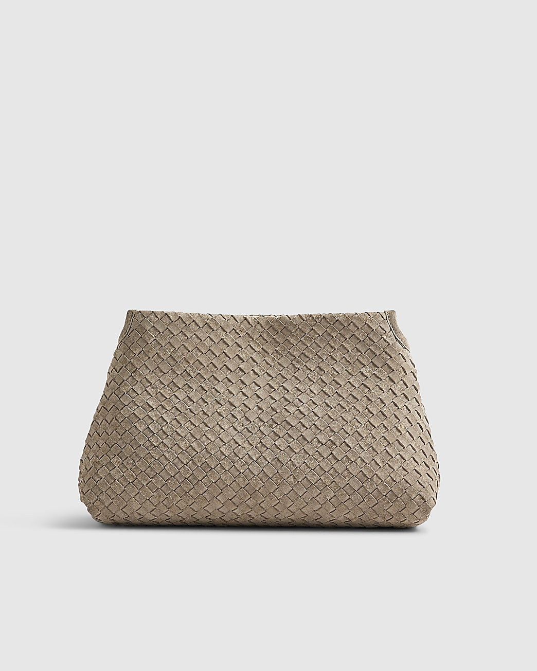 Grey Suede Squared Weave Clutch Bag | River Island UK & IE