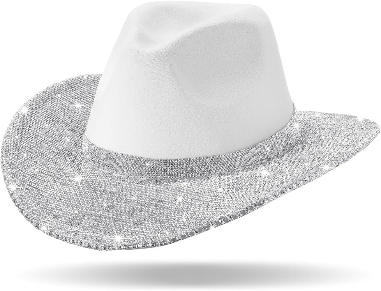Hercicy Rhinestone Cowgirl Hat with Diamond Fringe Bling Cowgirl Hat with Western Wide for Cospla... | Amazon (US)