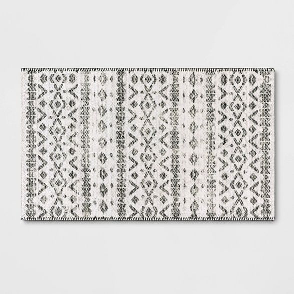 2'3"x3'9" Luna Aztec Diamond Printed Accent Rug Black - Opalhouse™ | Target