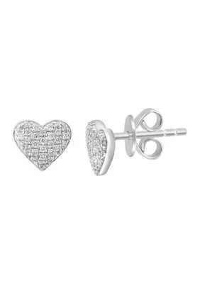 Effy 925 Sterling Silver Diamond Heart Earrings | Belk