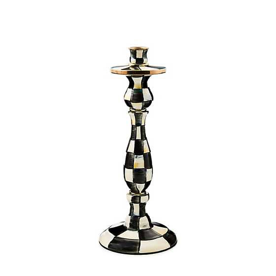 Courtly Check Enamel Candlestick - Large | MacKenzie-Childs