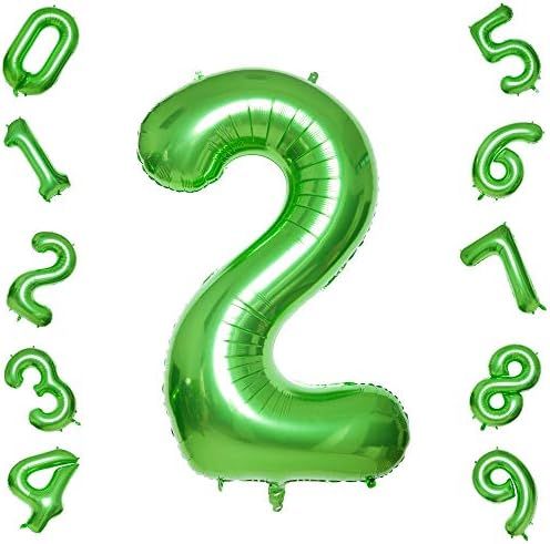 Green 2 Balloons,40 Inch Birthday Foil Balloon Party Decorations Supplies Helium Mylar Digital Ba... | Amazon (UK)