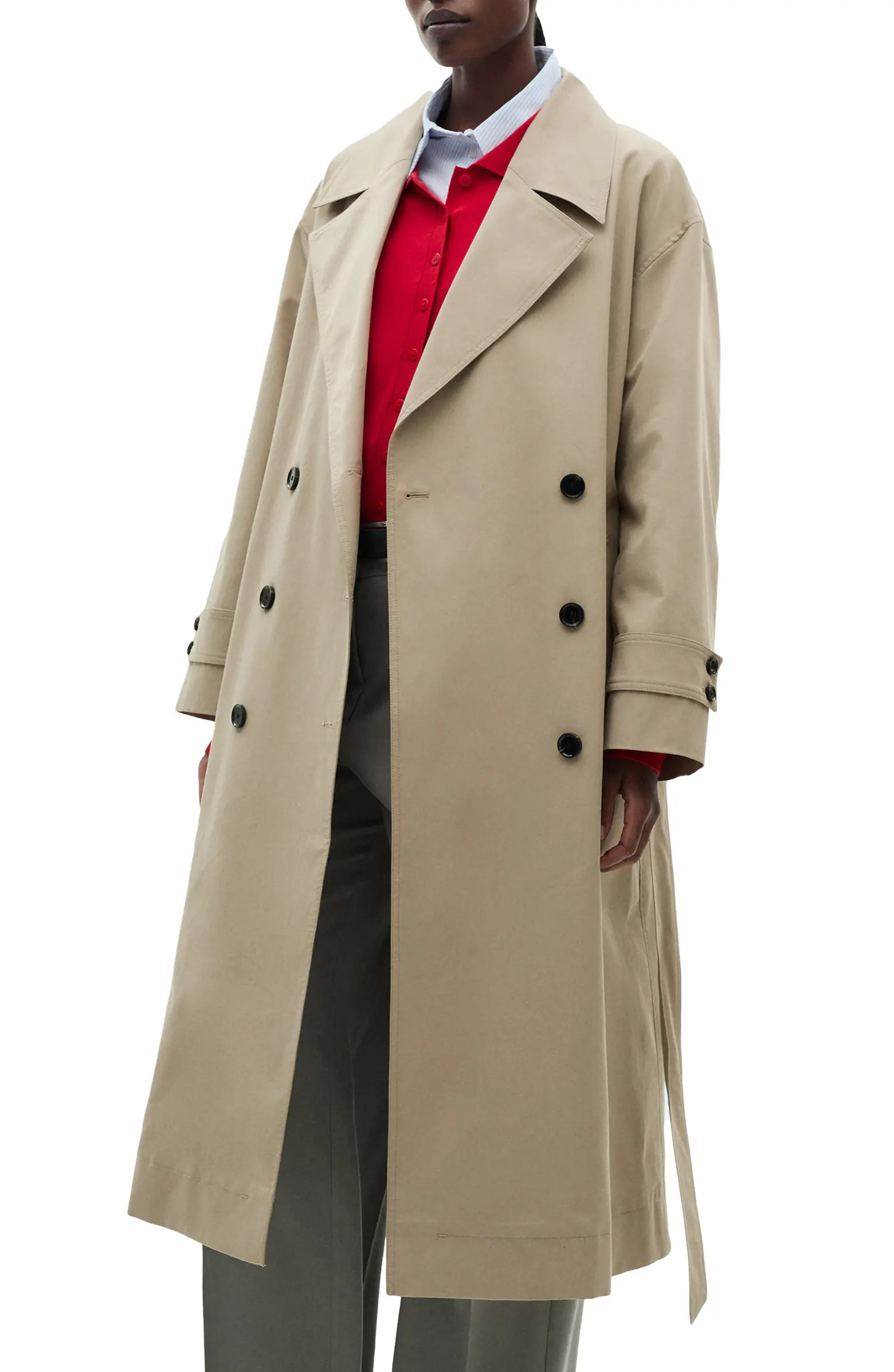 MANGO Oversize Tie Waist Double Breasted Trench Coat | Nordstrom | Nordstrom