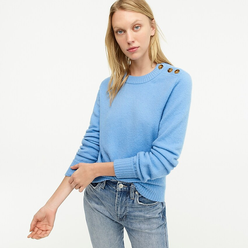 Button-detail crewneck sweater in supersoft yarn | J. Crew US
