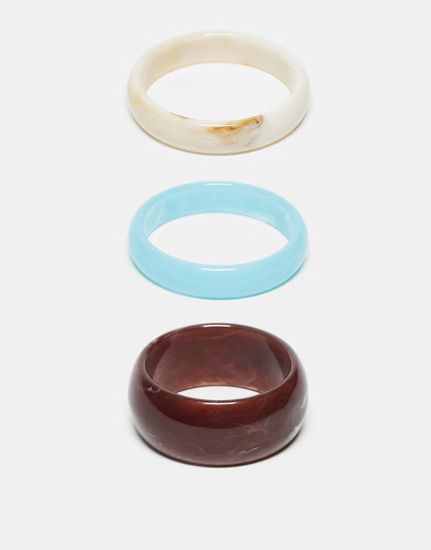 ASOS DESIGN pack of 3 resin bangles in mixed colours-Multi | ASOS (Global)