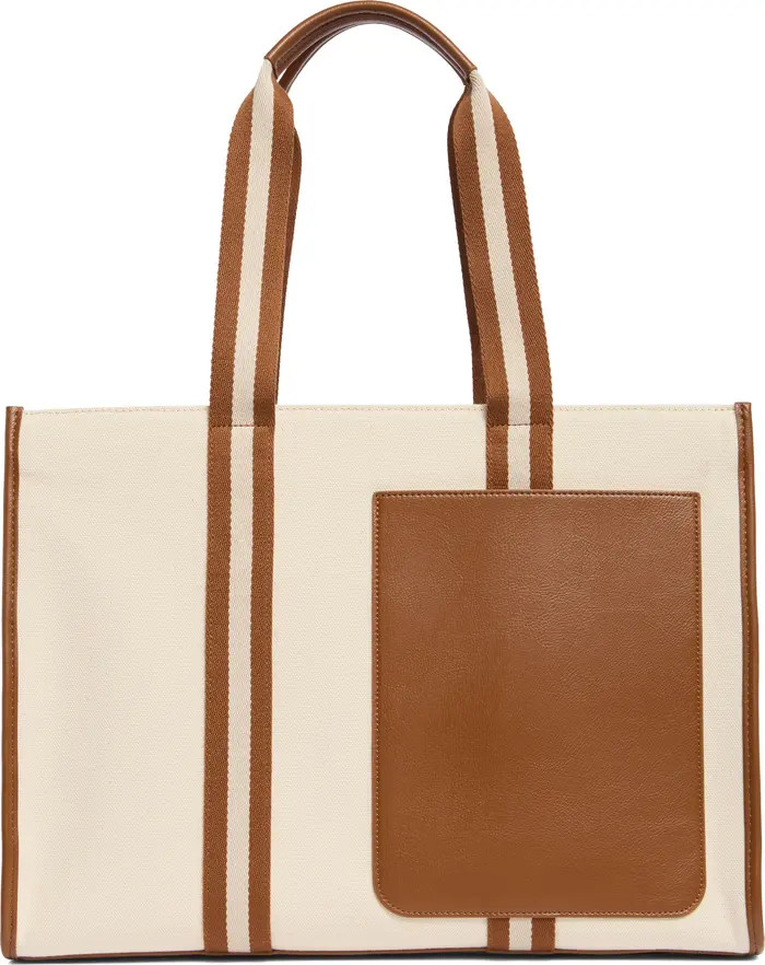 BCBG Contrast Pocket Canvas Tote Bag | Nordstromrack | Nordstrom Rack