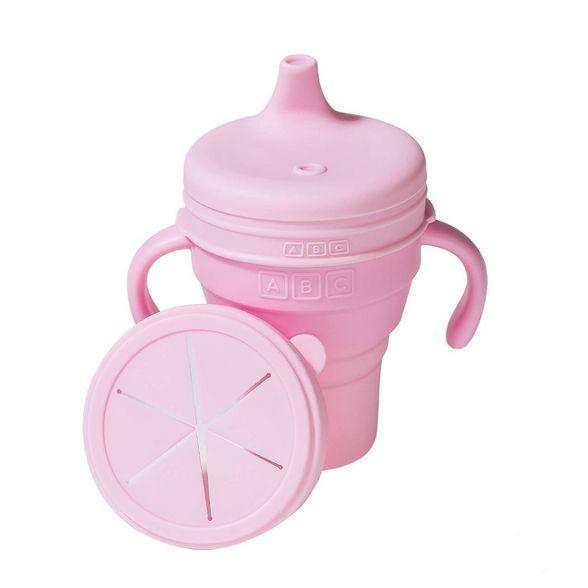 Austin Baby Collection Silicone Collapsible Cup Sippy Snackie Lid Set - Soft Pink - 8oz | Target