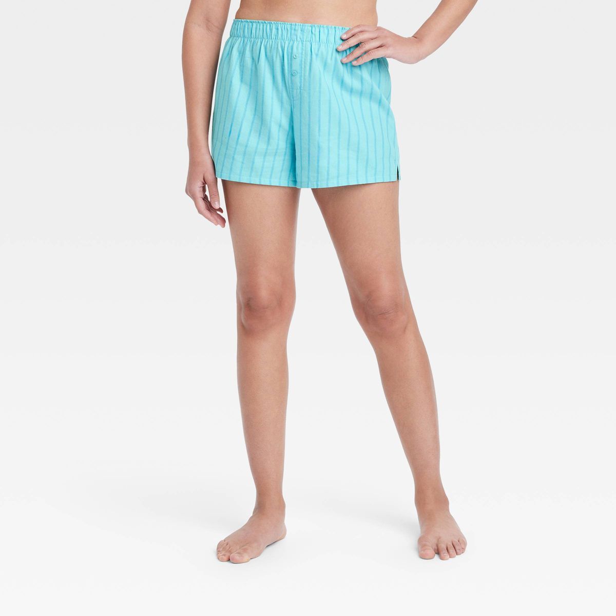 Women's Striped Boxer Pajama Shorts - Colsie™ Blue L | Target
