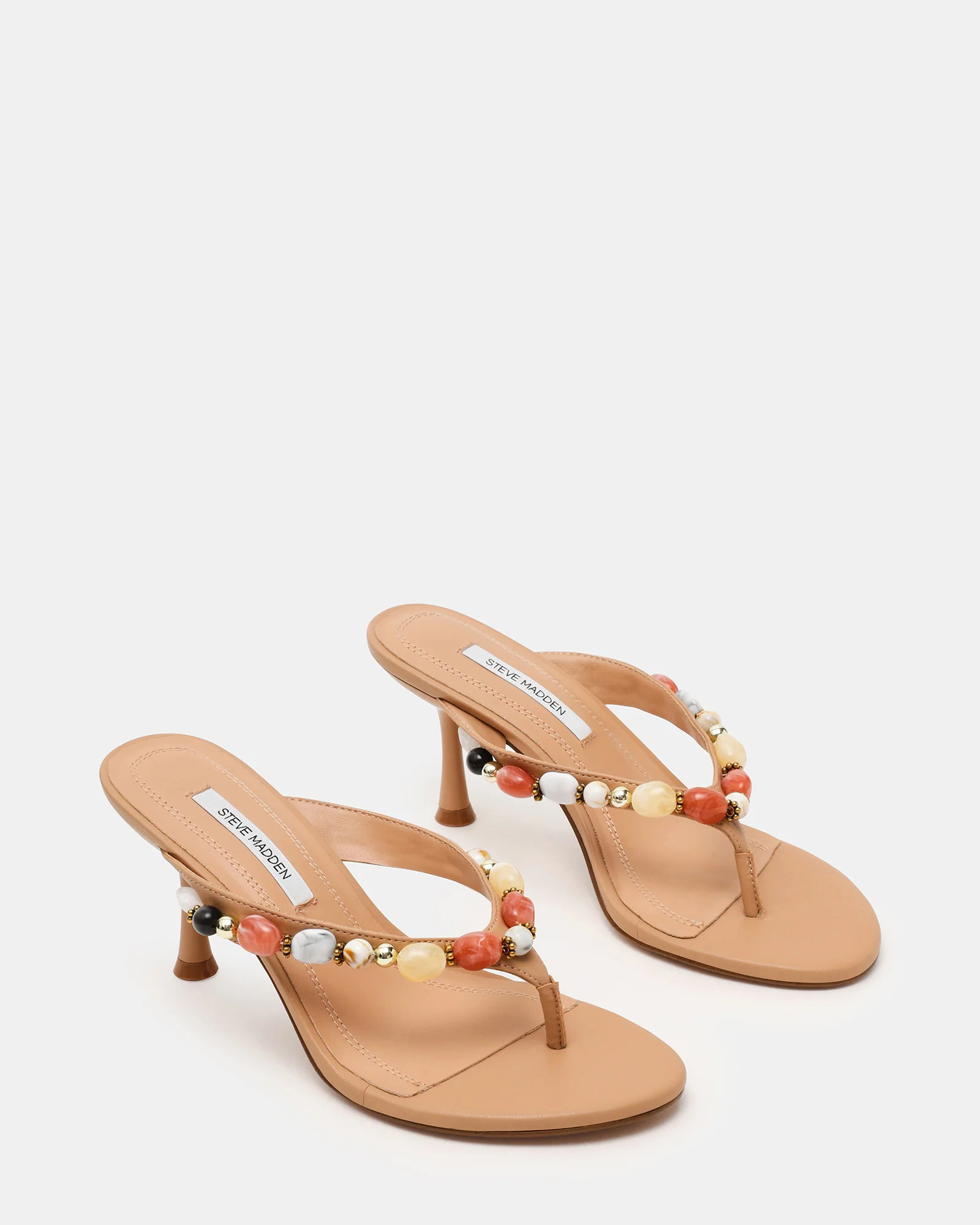 FAROH STONE Natural Multi Thong Heels | Women's Designer Shoes | Steve Madden (Canada)