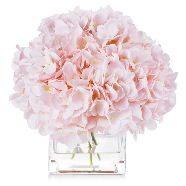 Blooming Hydrangea in Glass Vase | Wayfair North America