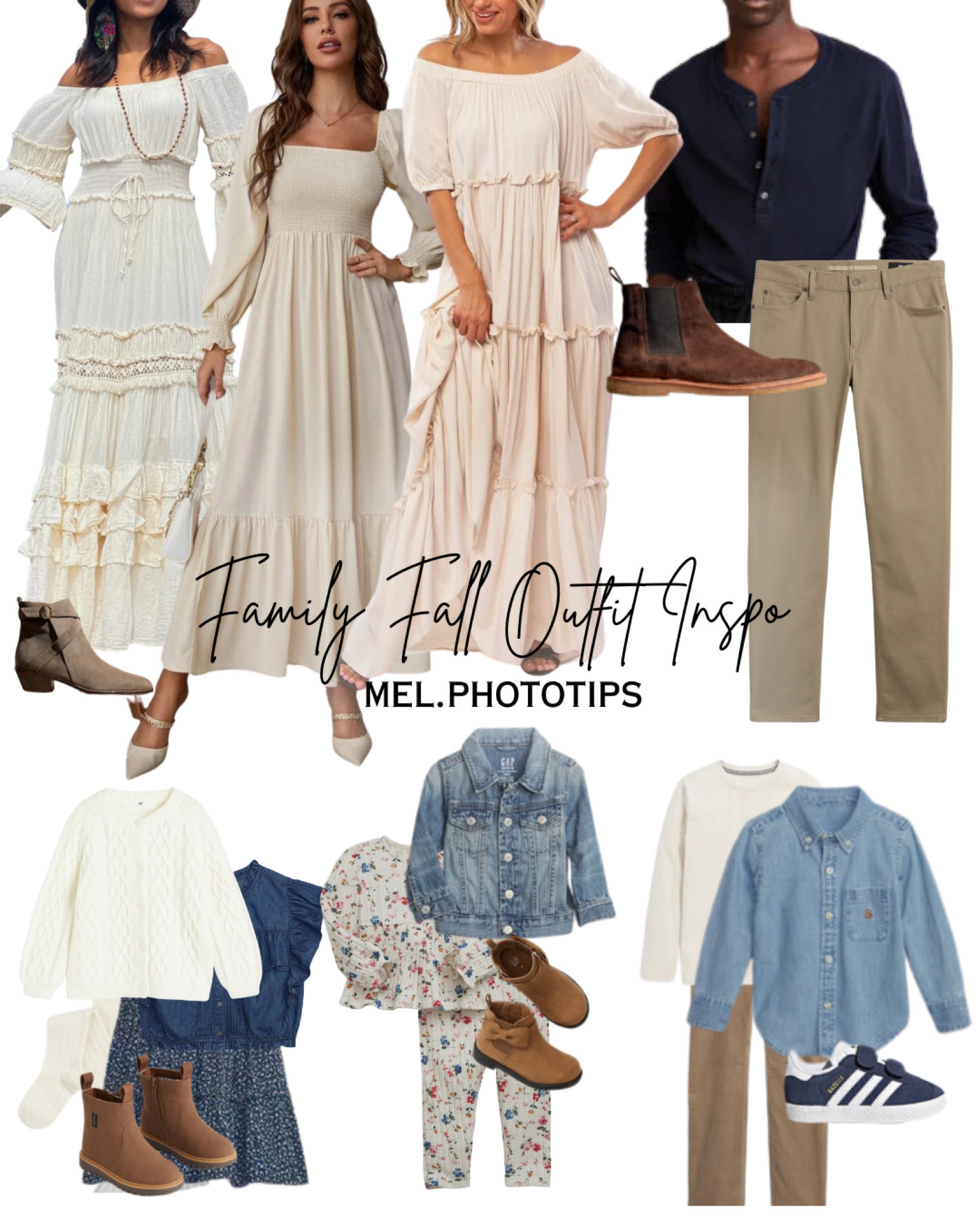 Part 2 of 2: Here are the accessories and extra clothing items that we couldn't include in the previous post. Be sure to check out ‘What to wear -  Fall Family colour palette’ below for the rest of the clickable items! 🤍