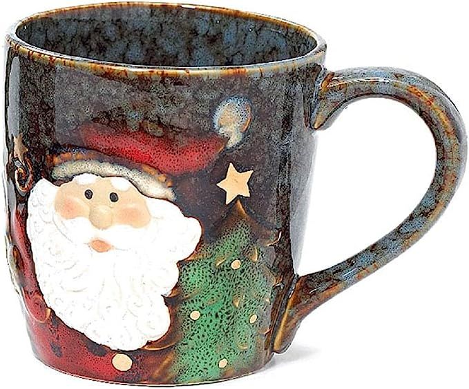 Yuletide Charms Collection 18 Ounce Santa Face Marbleized Porcelain Holiday Mug | Amazon (US)